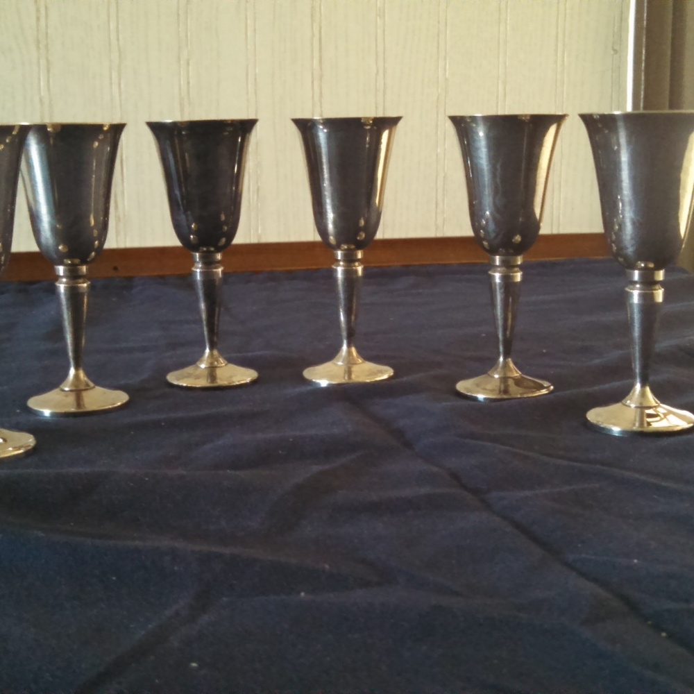 Set of 6 Silver Plated Short Goblets